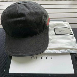 Gucci black canvas stitching hat